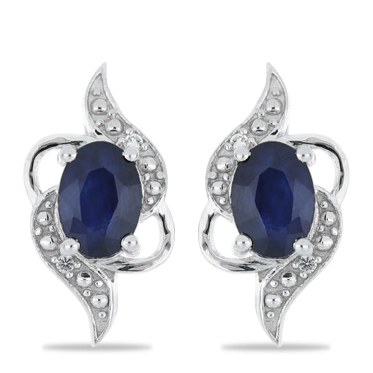 Silberohrringe mit blauem Rosebery Saphir und weißem Topas