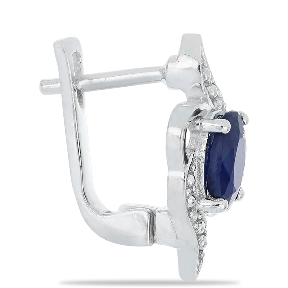 Silberohrringe mit blauem Rosebery Saphir und weißem Topas 2 