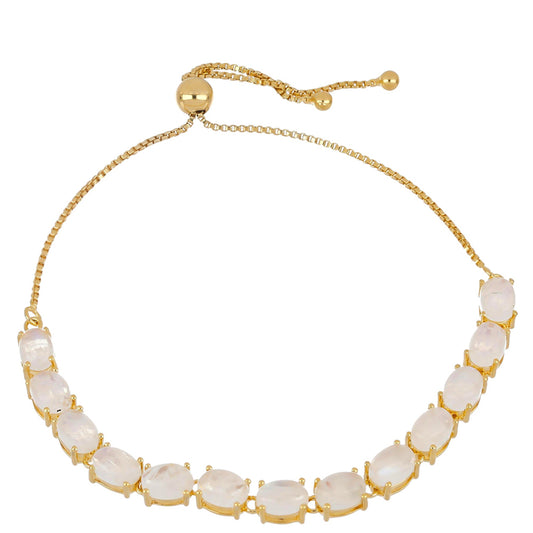 Goldplattiertes Silberarmband mit Regenbogenmondstein