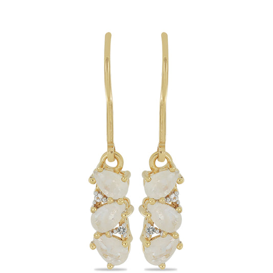 Goldplattierte Silberohrringe mit Regenbogenmondstein und weißem Topas
