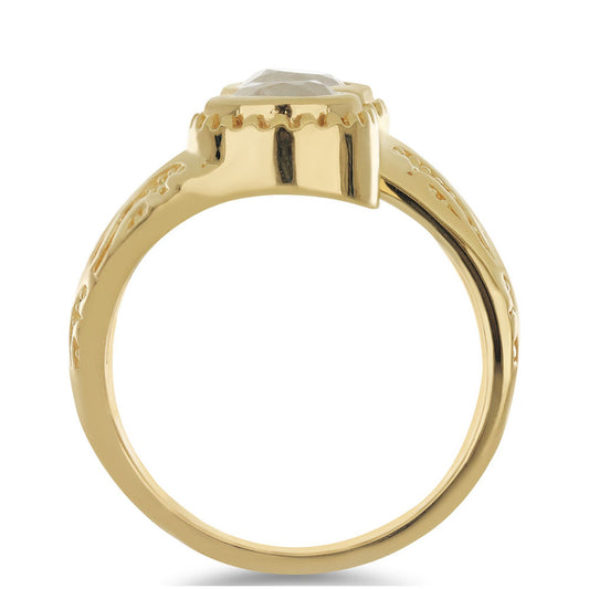 Goldplattierter Silberring mit Regenbogenmondstein