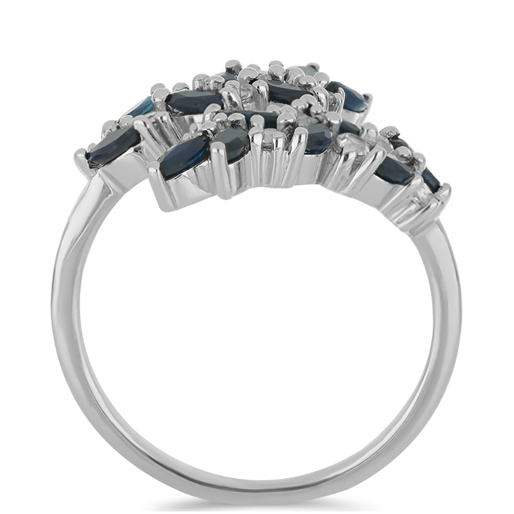 Silberring mit blauem Rosebery Saphir und weißem Topas 2 