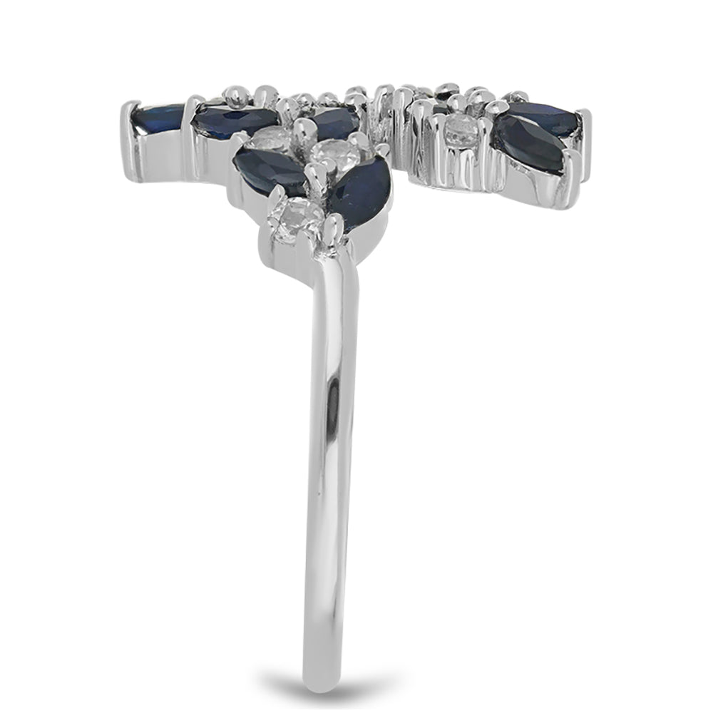 Silberring mit blauem Rosebery Saphir und weißem Topas 4 