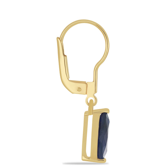 Goldplattierte Silberohrringe mit blauem Rosebery Saphir