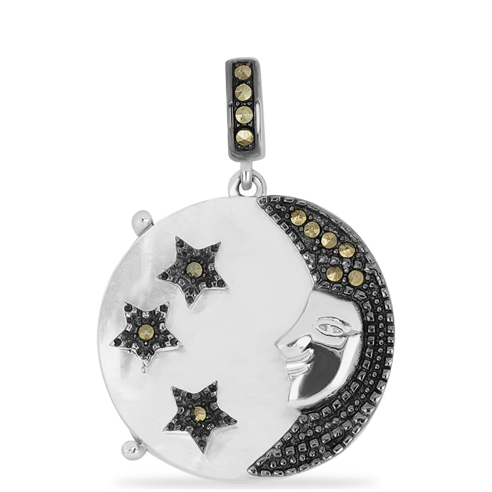 Silberanhänger mit österreichischem Markasit und Perlmutt 1 