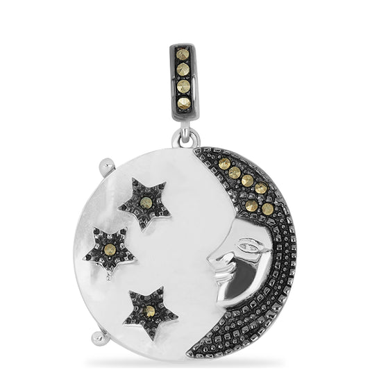 Silberanhänger mit österreichischem Markasit und Perlmutt