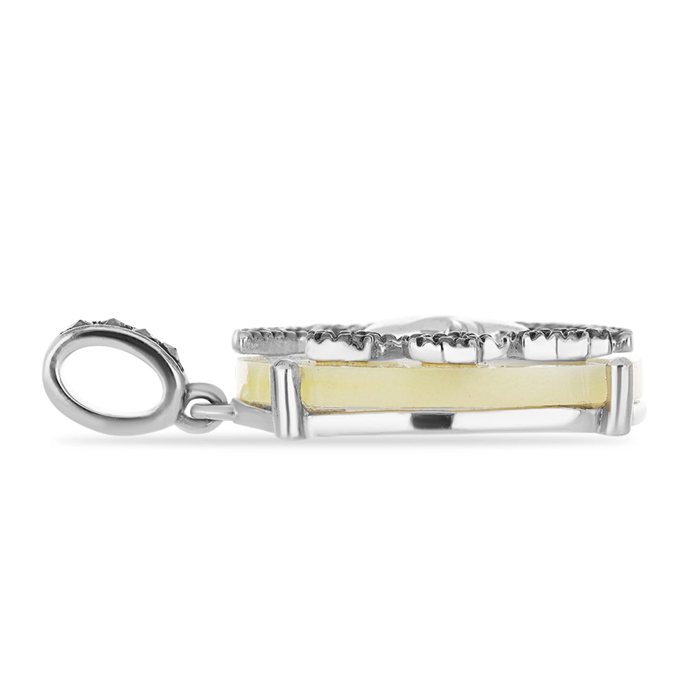 Silberanhänger mit österreichischem Markasit und Perlmutt 2 