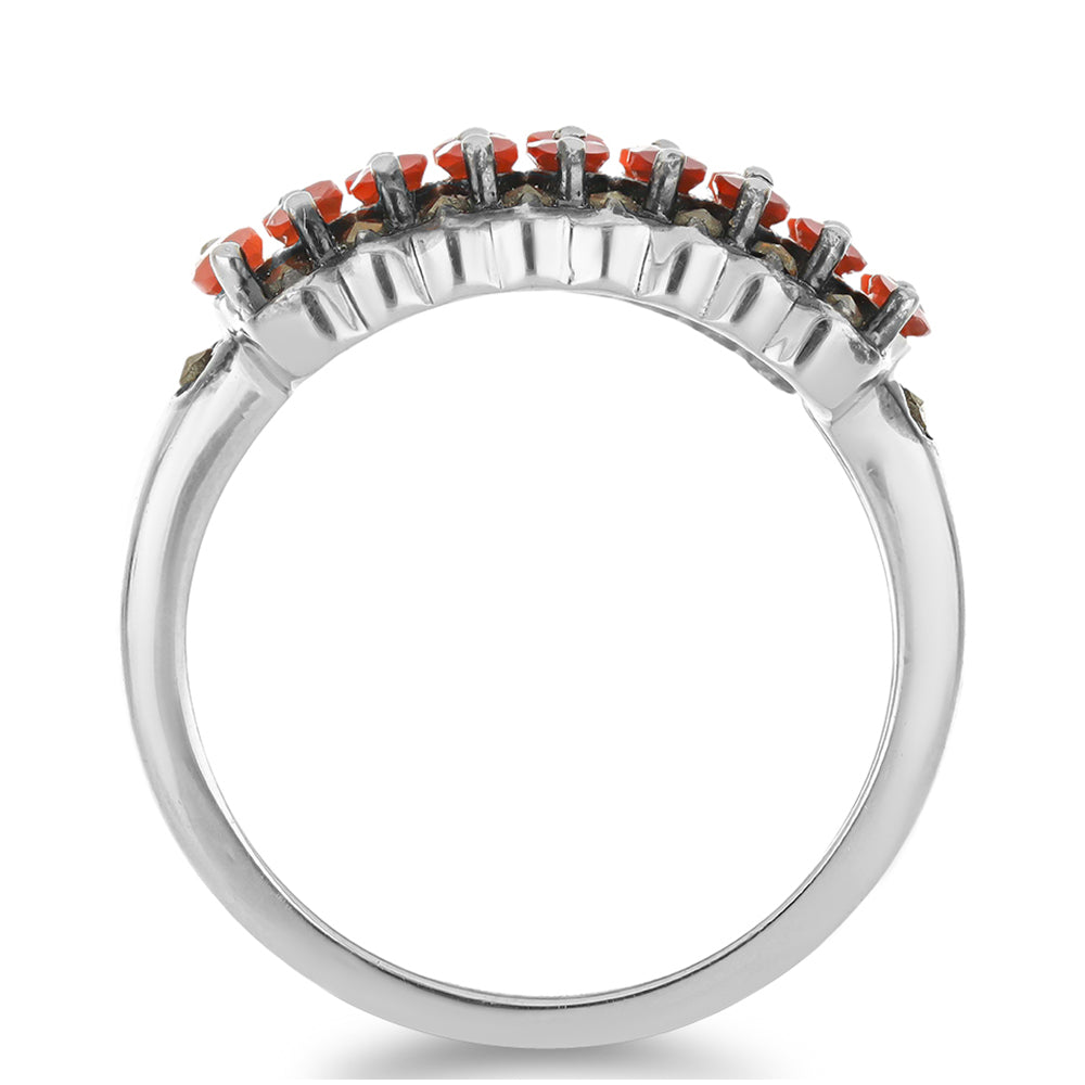 Silberring mit rotem Achat und österreichischem Markasit