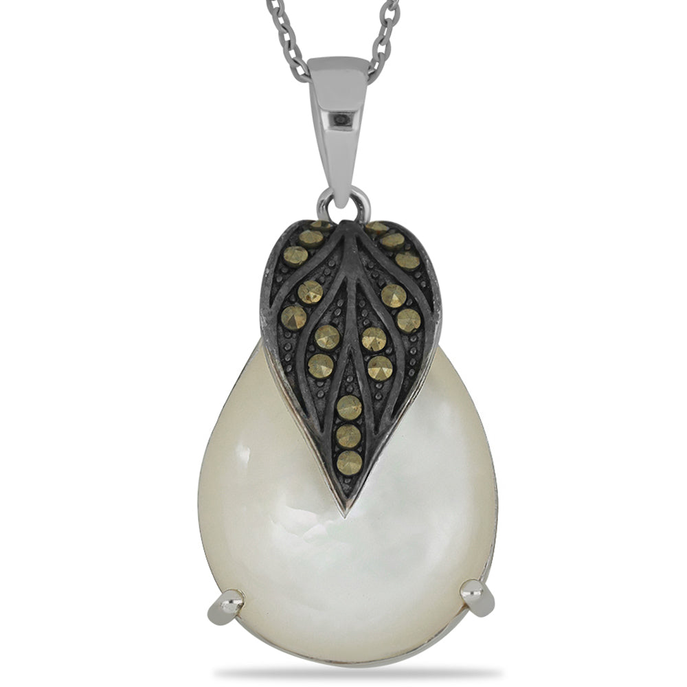 Silberanhänger mit österreichischem Markasit und Perlmutt 1 