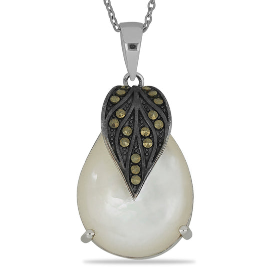 Silberanhänger mit österreichischem Markasit und Perlmutt