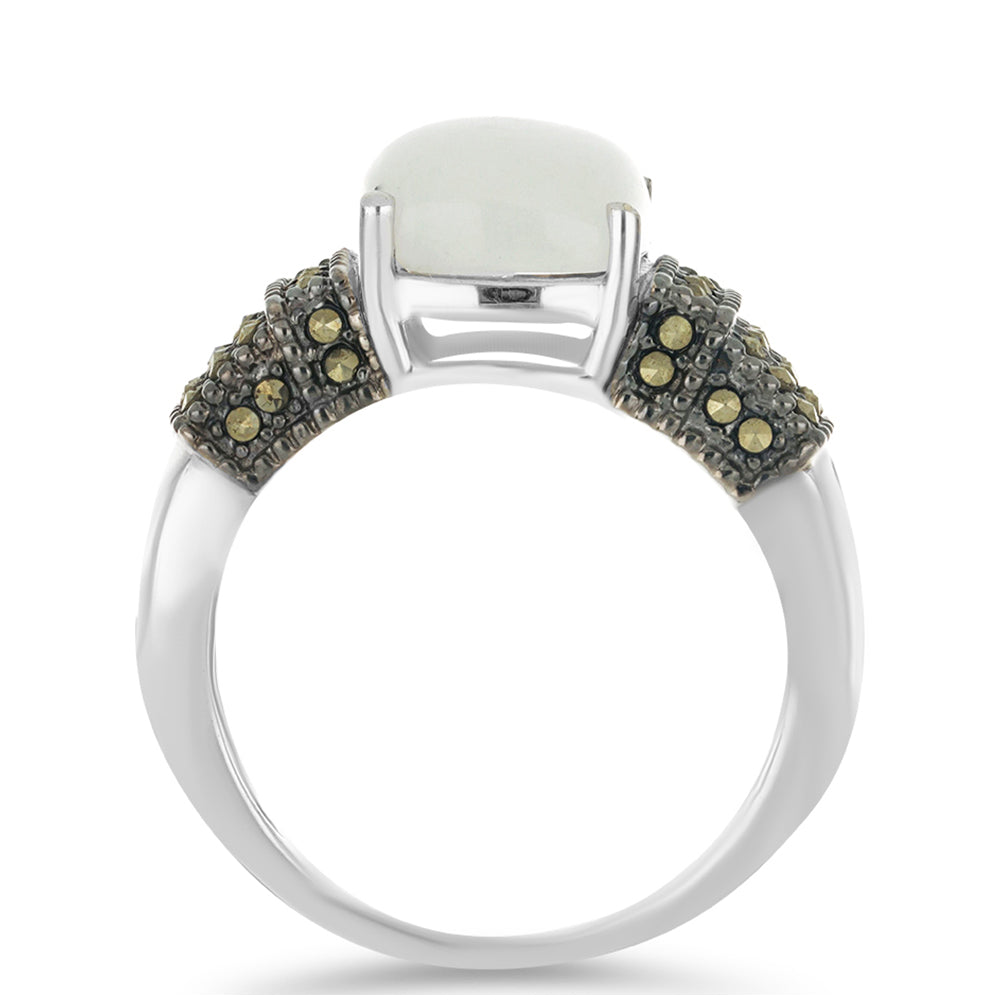 Silberring mit Regenbogenmondstein und österreichischem Markasit 2 