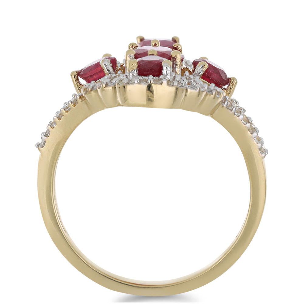 Goldplattierter Silberring mit Rubin aus Madagaskar und weißem Topas 2 