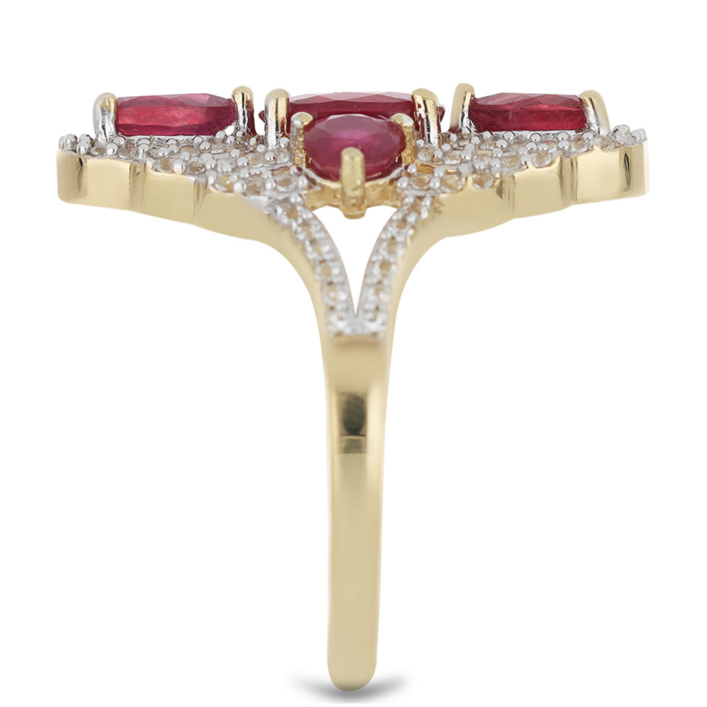 Goldplattierter Silberring mit Rubin aus Madagaskar und weißem Topas 4 