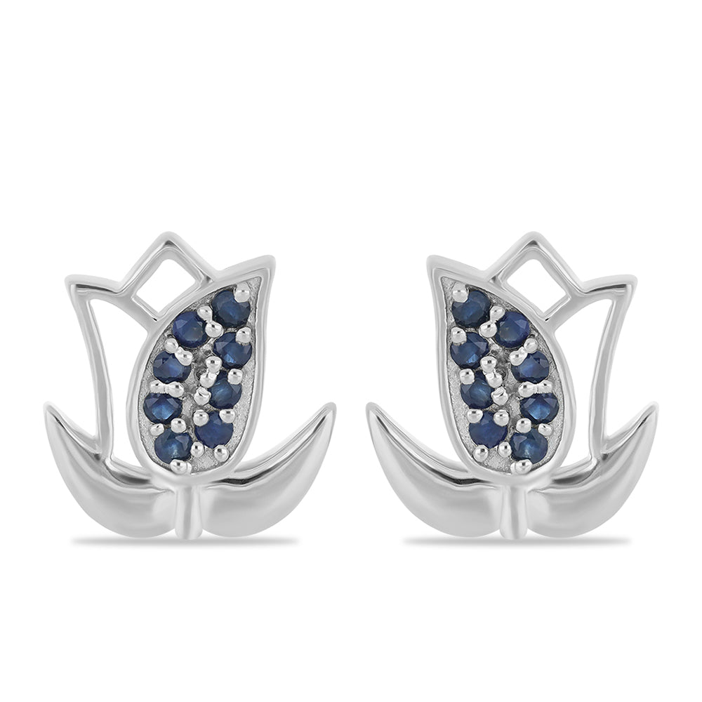 Silberohrringe mit blauem Rosebery Saphir 1 