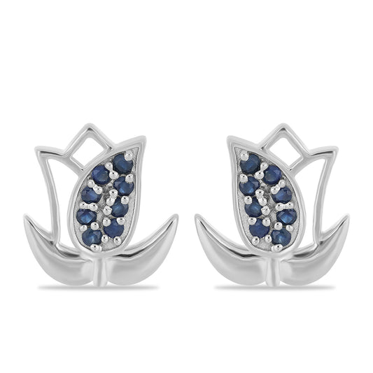 Silberohrringe mit blauem Rosebery Saphir