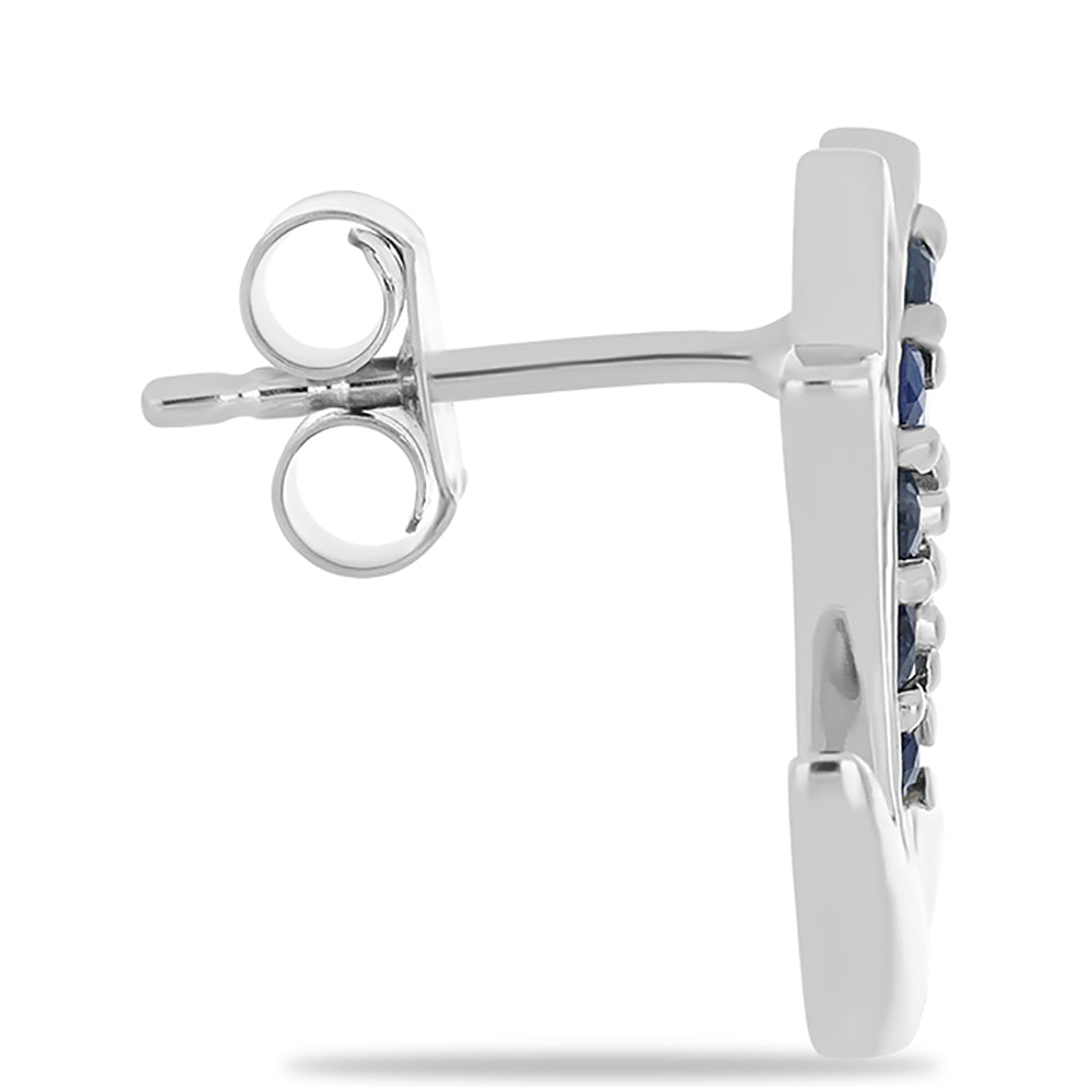 Silberohrringe mit blauem Rosebery Saphir 2 