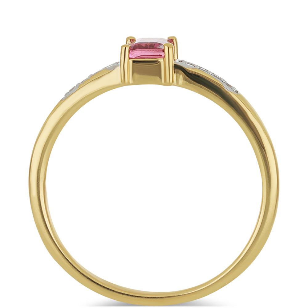 Goldplattierter Silberring mit rosafarbenem Turmalin aus Pelmadulla und weißem Topas