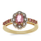 Goldplattierter Silberring mit rosafarbenem Turmalin aus Pelmadulla und weißem Topas