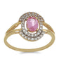 Goldplattierter Silberring mit rosafarbenem Turmalin aus Pelmadulla und weißem Topas