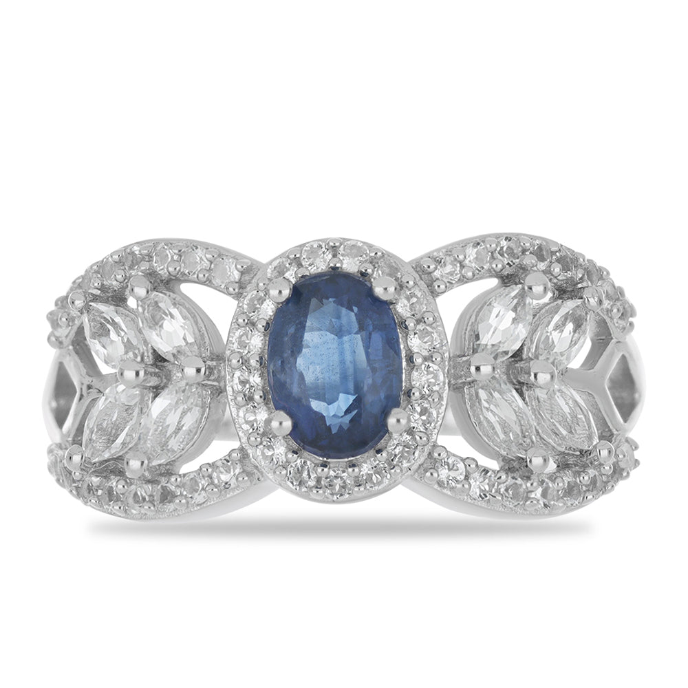 Silberring mit Daha Kyanit und weißem Topas 1 