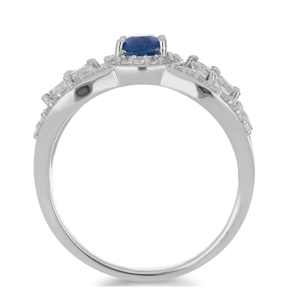 Silberring mit Daha Kyanit und weißem Topas