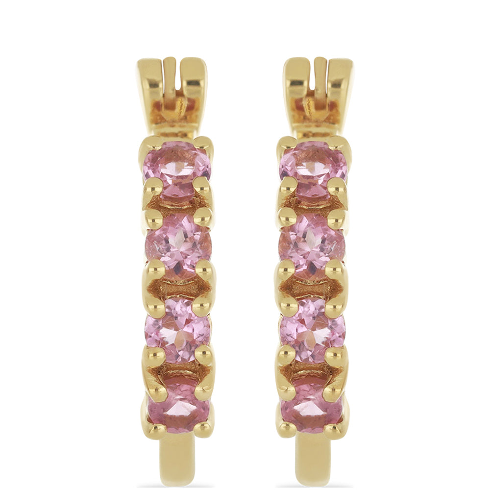 Goldplattierte Silberohrringe mit rosafarbenem Turmalin aus Pelmadulla