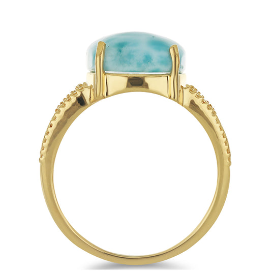 Goldplattierter Silberring mit Larimar