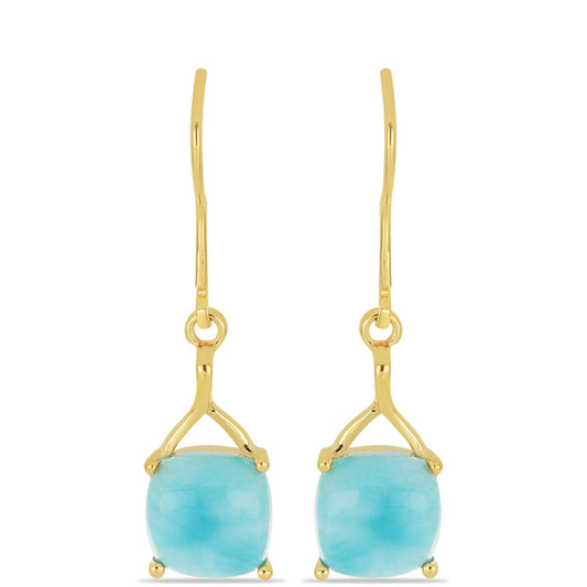 Goldplattierte Silberohrringe mit Larimar