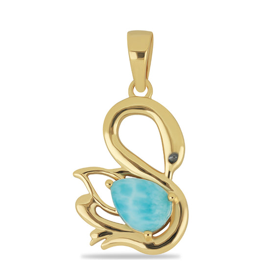 Goldplattierter Silberanhänger mit Larimar