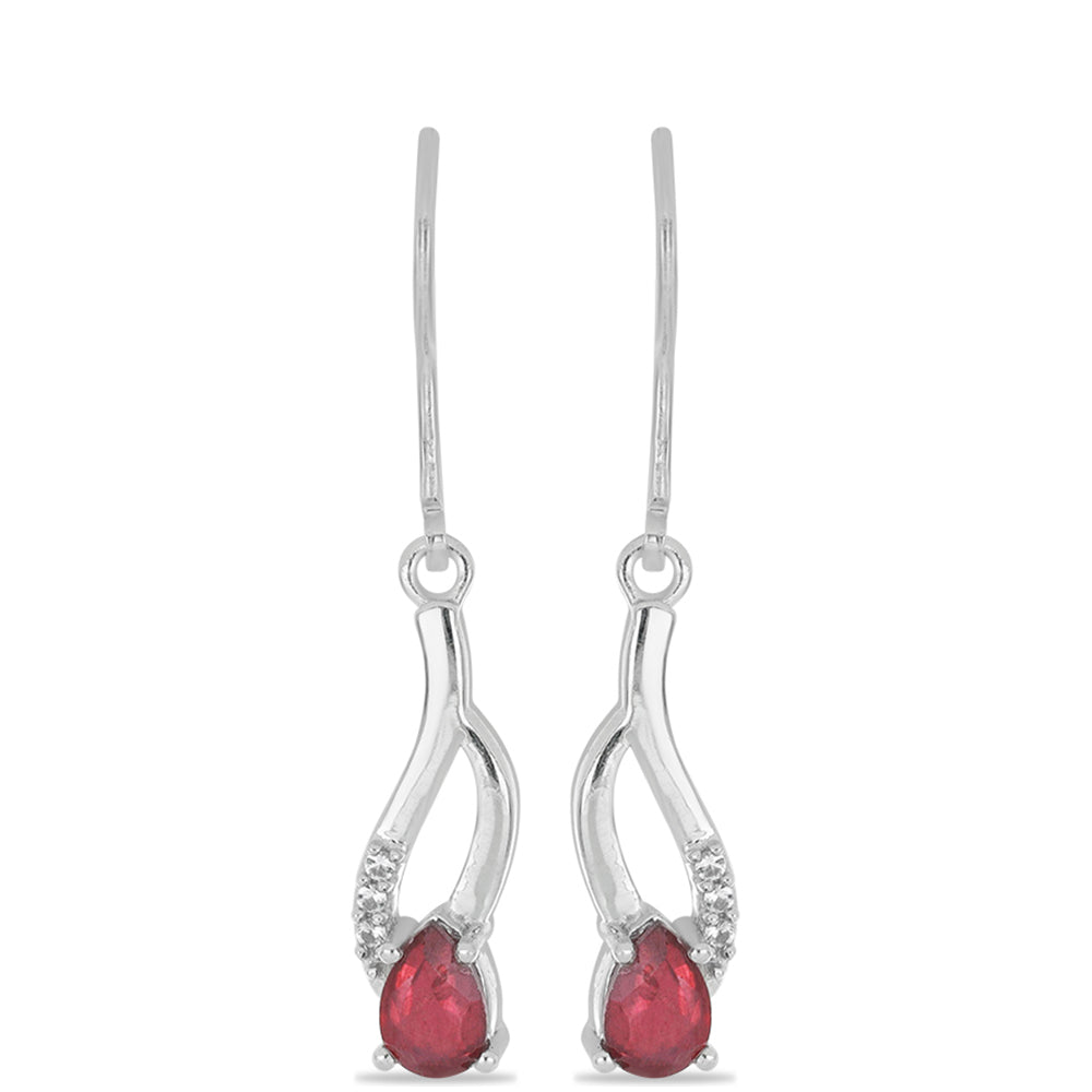 Silberohrringe mit Rubin aus Madagaskar und weißem Topas 1 