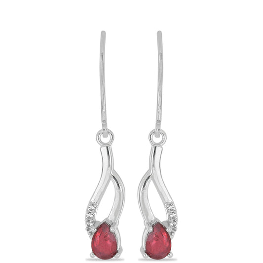 Silberohrringe mit Rubin aus Madagaskar und weißem Topas