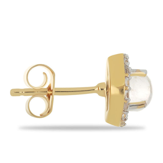 Goldplattierte Silberohrringe mit Regenbogenmondstein und weißem Topas