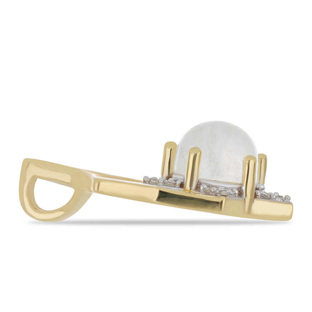 Goldplattierter Silberanhänger mit Regenbogenmondstein und weißem Topas