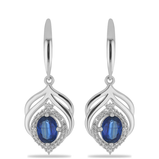 Silberohrringe mit Daha Kyanit und weißem Topas