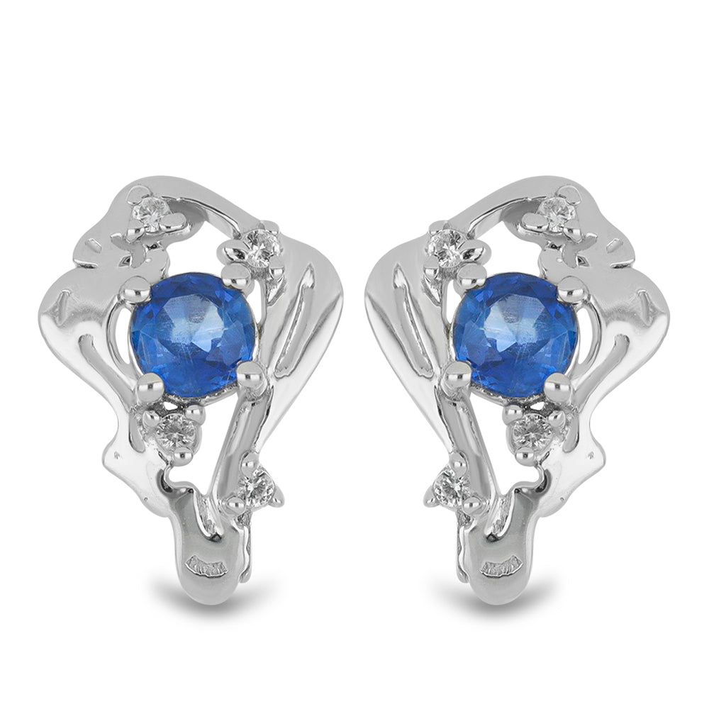 Silberohrringe mit Daha Kyanit und weißem Topas