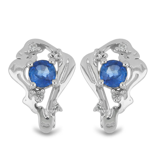 Silberohrringe mit Daha Kyanit und weißem Topas