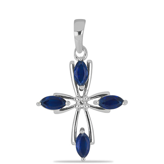 Silberanhänger mit Daha Kyanit und weißem Topas