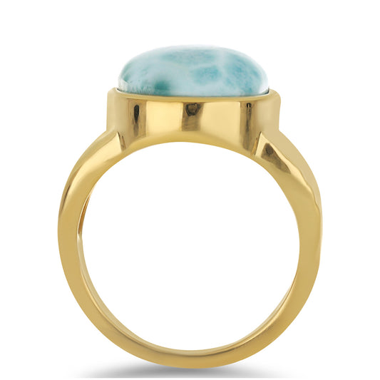 Goldplattierter Silberring mit Larimar