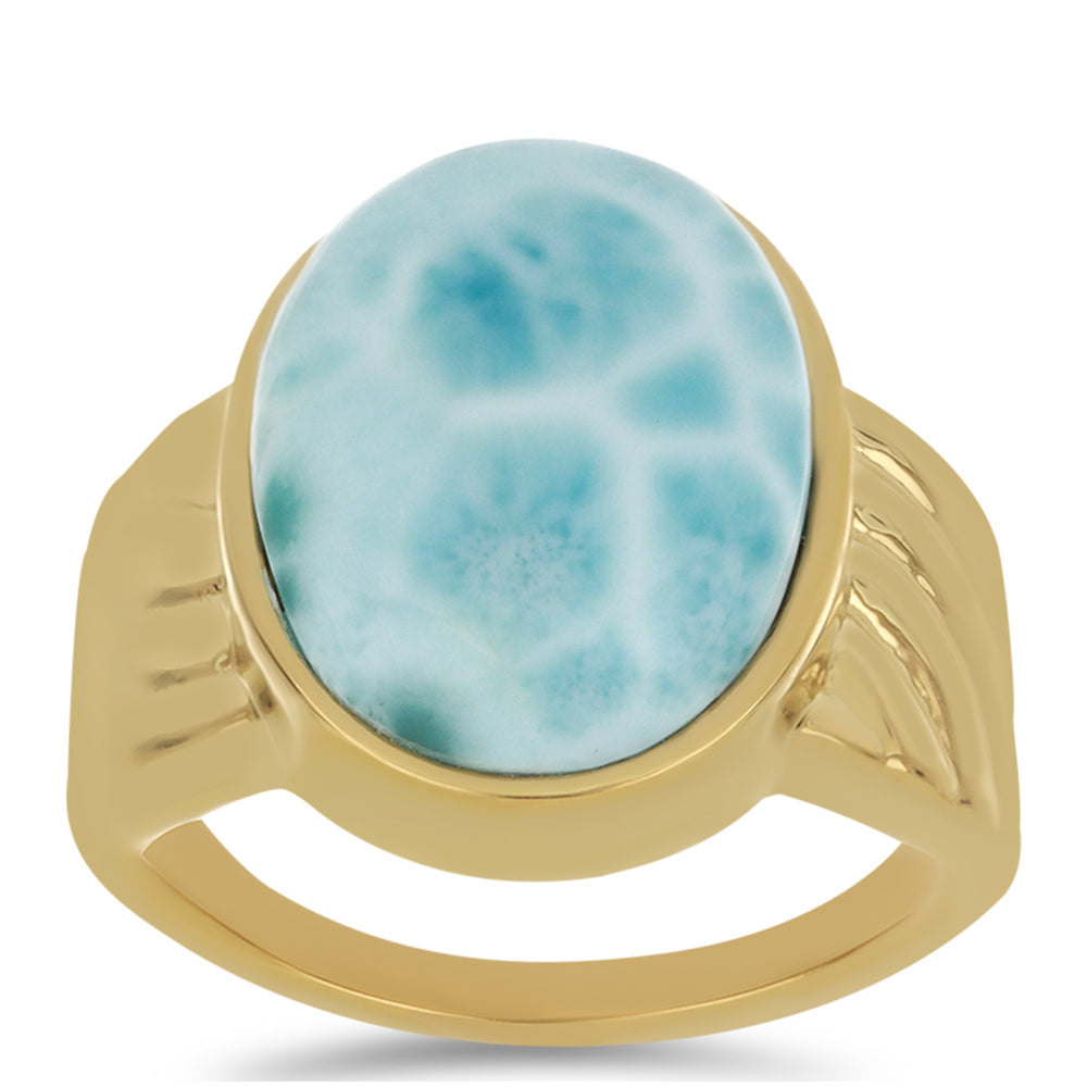 Goldplattierter Silberring mit Larimar