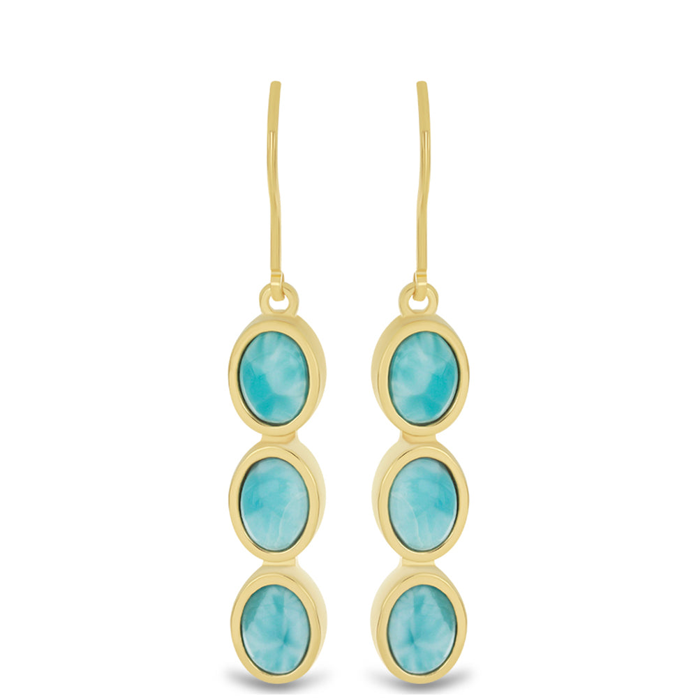 Goldplattierte Silberohrringe mit Larimar 1 