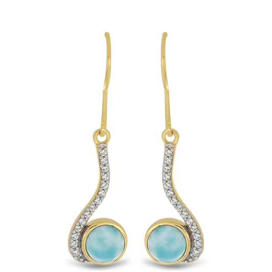 Goldplattierte Silberohrringe mit Larimar und weißem Topas