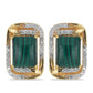 Goldplattierte Silberohrringe mit Malachit und weißem Topas