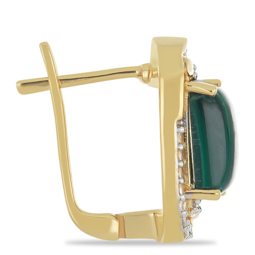 Goldplattierte Silberohrringe mit Malachit und weißem Topas