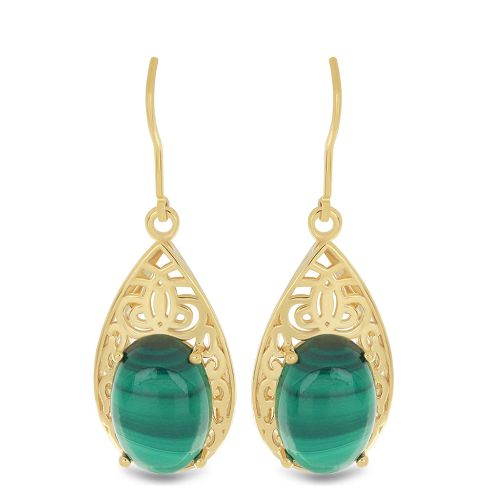 Goldplattierte Silberohrringe mit Malachit 1 