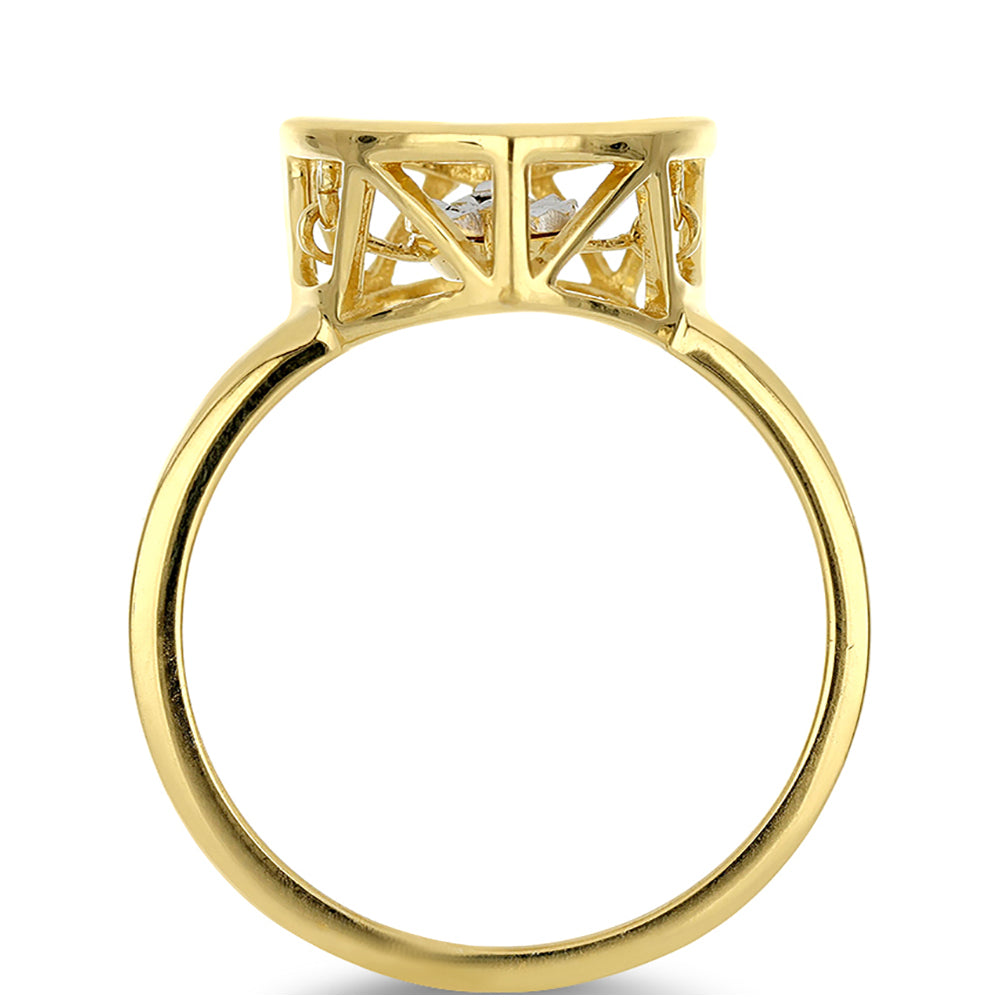 Goldplattierter Silberring mit tanzendem Diamant