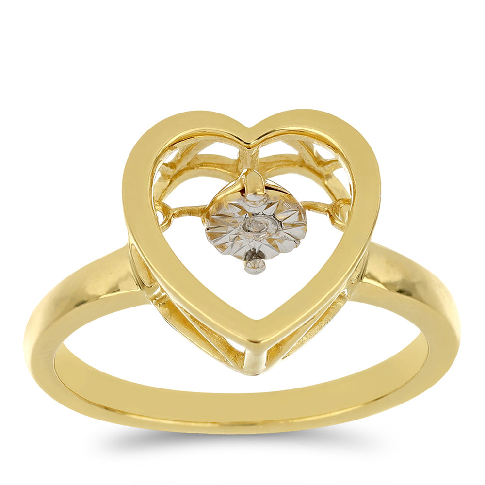 Goldplattierter Silberring mit tanzendem Diamant 3 