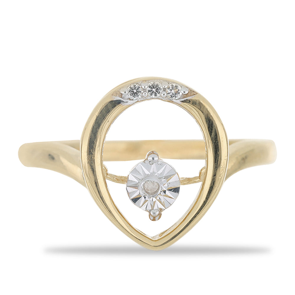Goldplattierter Silberring mit tanzendem Diamant und weißem Topas