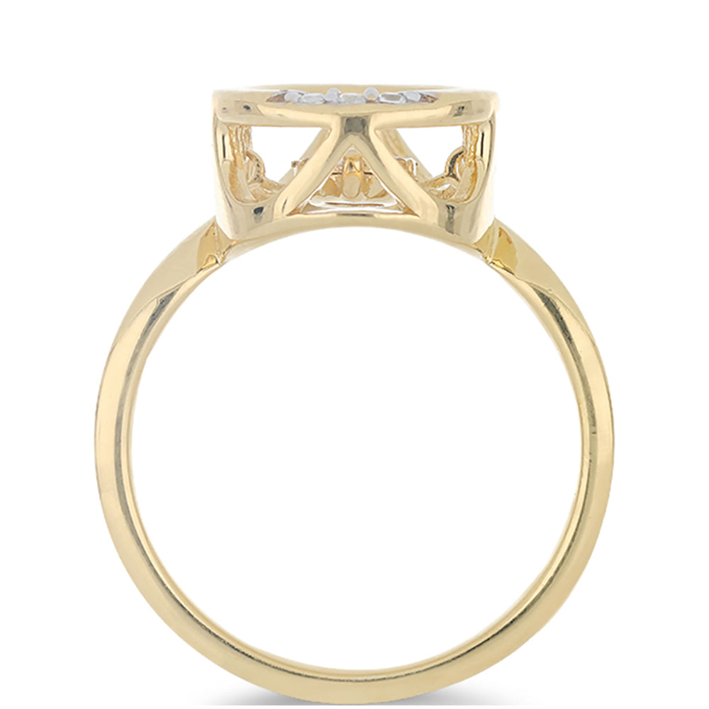 Goldplattierter Silberring mit tanzendem Diamant und weißem Topas 2 