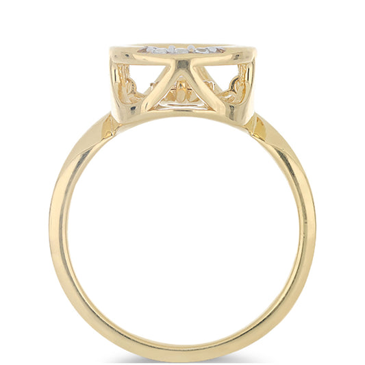 Goldplattierter Silberring mit tanzendem Diamant und weißem Topas