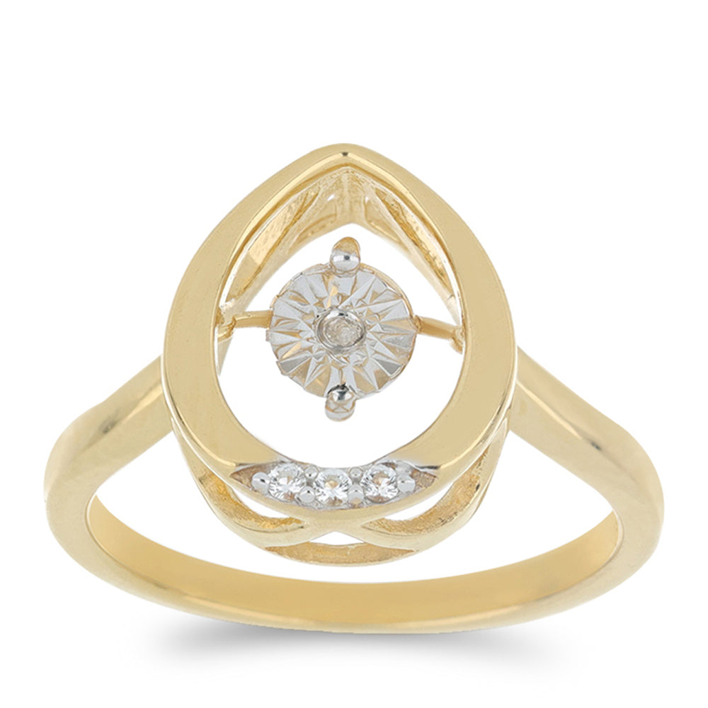 Goldplattierter Silberring mit tanzendem Diamant und weißem Topas 3 